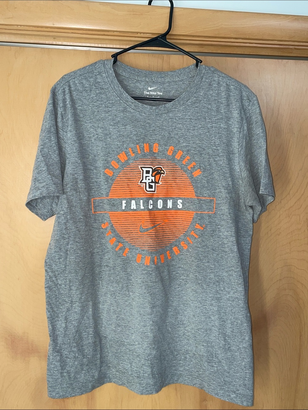 The Nike Tee BGSU Gray Tee with Orange Bowling Green Falcons Graphic MEDIUM